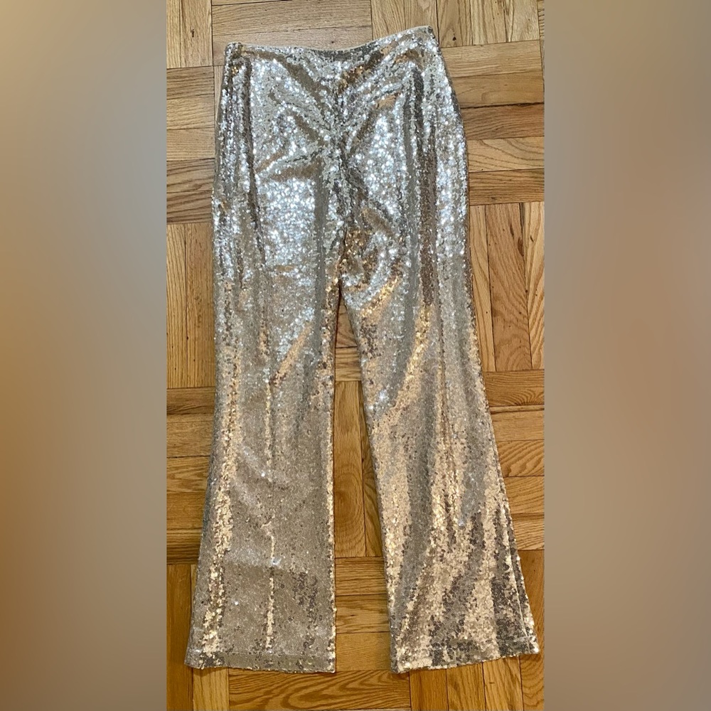 Open Edit Silver Sequin Pants Size Medium NWOT